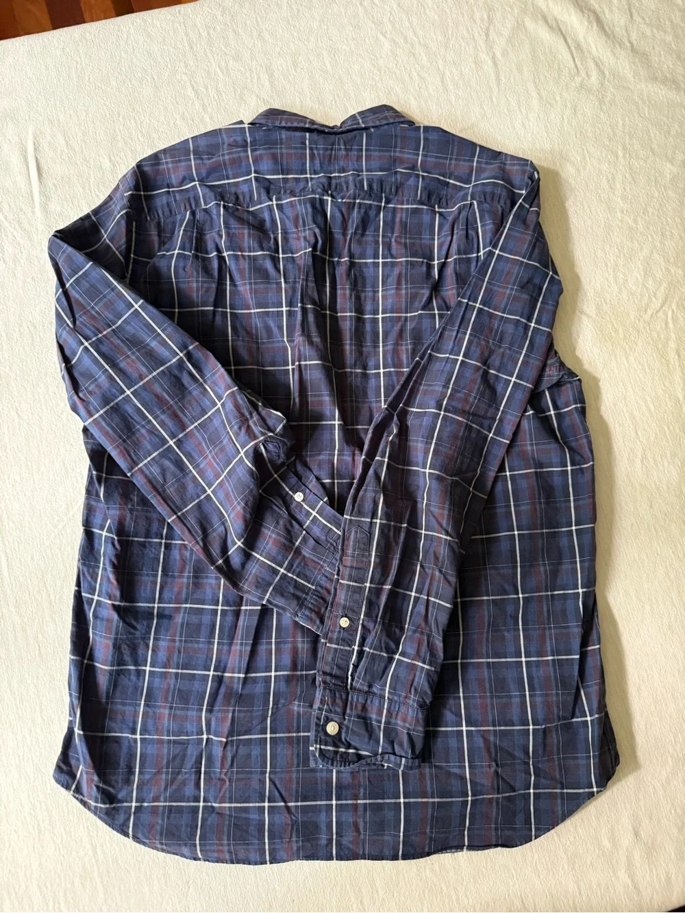 J. Crew Navy and Purpulish Plaid Button-Down size L excellent condition!